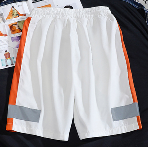 Pantalones cortos de calle de bloque de color púrpura para hombre, pantalones cortos informales de verano a la moda con cordón y cintura elástica - Product Image 4