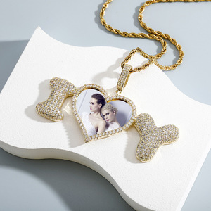 Personalizzato ghiacciato ti <span class=keywords><strong>amo</strong></span> bolla iniziale cuore memoria foto ciondolo collana di moda accessorio - Product Image 1