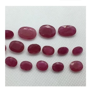Pierres précieuses en vrac chauffées de haute qualité naturelles 1-3 carats Mozambique rubis rouge profond coupe ovale pour la fabrication de bagues et de pendentifs - Product Image 1