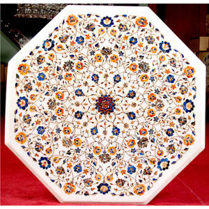 Tapa de Mesa de Centro Exclusiva con Incrustaciones de Mármol y Arte de Marquetería - Product Image 1