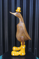 Décoration en bois indonésien ak pour la maison, canard en racines de bambou, canard en bois fait à la main