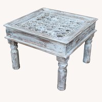Table basse indienne en bois massif, forme carrée, 6 pièces, table d'angle sculptée, pour salon