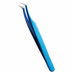 Pinzas de pestañas de volumen ruso de acero inoxidable azul plasma con aplicador fino extensiones de pestañas sostenibles - Product Image 3