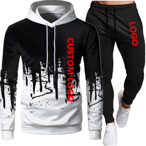 Chándal personalizado con estampado de sublimación para hombre, ropa con capucha de manga larga con banda para la cintura con cordón, conjunto para correr con logotipo personalizado - Product Image 3