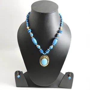Fancy Glass Beads Jewelry With Resin Pendent hanging regular beads chain