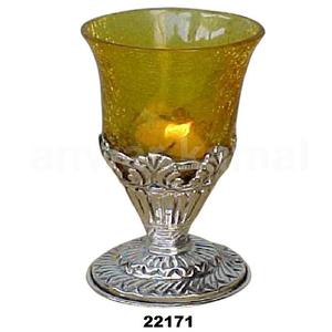Luxury Hotels Restaurants Candlestick <b>Holders</b> <b>Glass</b> & Brass <b>Tealight</b> - Product Image 1