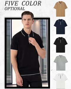 Polo homme gris à manches courtes en coton Oxford respirant, coupe classique, couleur unie, boutons, style tissé - Product Image 6