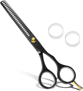 Ciseaux amincissants en acier inoxydable pour Salon de coiffure, lames plates régulières, outils de coiffure avec logo personnalisé