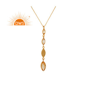 สร้อยคอจี้พลอยซิทรินธรรมชาติชุบทองคำขาว 18K เงินแท้ สเตอร์ลิงซิลเวอร์ รุ่นฮิตปี 2026 สำหรับผู้หญิง จากผู้ผลิตเครื่องประดับ - Product Image 1