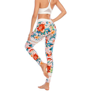 Leggings de Yoga de compresión sublimada disponibles con logotipo personalizado de cintura alta elástica para mujeres-secado rápido y transpirable - Product Image 6