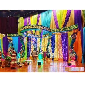 Conjunto de Mandap de Boda Estilo Indio con Diseño de Pavo Real, Decoración de Mandap de Boda de FRP con Pilar de Pavo Real Colorido, Mandap de Boda en Singapur - Product Image 1