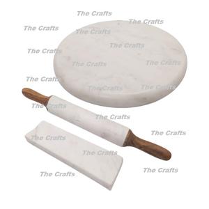 Rouleau à pâtisserie en bois et planche à rouler en marbre de conception admirable Taille et forme personnalisées Accessoires de cuisine Chakla Belan - Product Image 2