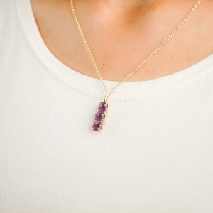 Collier en or vermeil à 3 griffes en améthyste Chaînes en argent sterling 925 Trendy Birthstone Design Unisex Weddings Parties - Product Image 2
