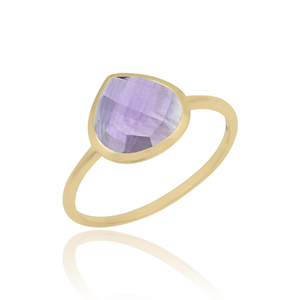 Design classique solide 925 argent sterling améthyste naturelle bague en pierre précieuse en gros argent plaqué or fabricant en gros - Product Image 1