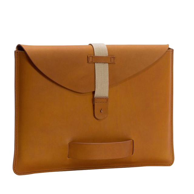 High Quality Unisex 14 Inch Genuine Leather Durable Office Laptop Sleeve Simple Protective Tablet Hot Sale Business Style
