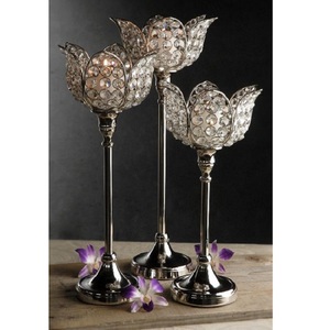 Soporte de vela de pilar de cristal y metal de lujo de diseño único para decoración del hogar-Calidad de exportación - Product Image 4