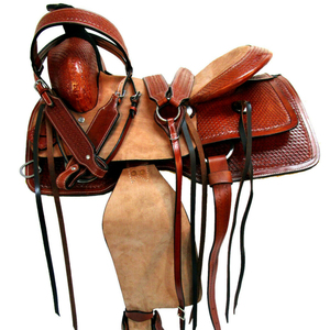 Selle anglaise en cuir véritable de qualité supérieure pour Ranch Horse Western Roping Différentes tailles 14-18 \ "Plusieurs couleurs disponibles - Product Image 1