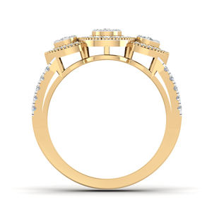 Anillo de Compromiso y Matrimonio Exclusivo para Mujer con Racimo de Diamantes Redondos Reales en Oro Amarillo de 10K - Product Image 3