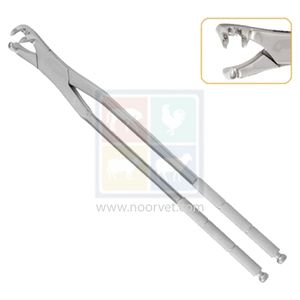 Fórceps dentales equinos de caballo de acero inoxidable forjado de 19 pulgadas de largo, tres raíces de lado para becerro destete - Product Image 1