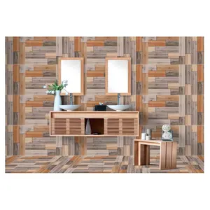 3d棕色木纹格雷斯瓷砖地板设计矫正木质外观瓷砖
