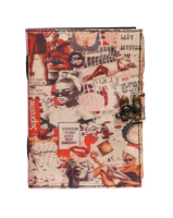 Journal en cuir véritable fait à la main imprimé Journal rouge rétro Collage affiche conception 120 Deckle bord Vintage papier cahier carnet de croquis