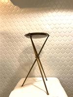 Table basse pliante en laiton pur avec plateau rond et pieds croisés, mobilier moderne pour salon, portable et détachable