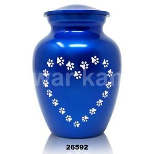 Urne de crémation adulte de conception de coeur de patte d'animal familier de feu bleu de haute qualité pour des cendres - Product Image 1
