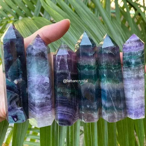 Grosir Batu Kristal Penyembuhan Alami Pelangi Fluorit Kristal Titik Menara Obelisk Titik Chakra Batu Permata Reiki Agate