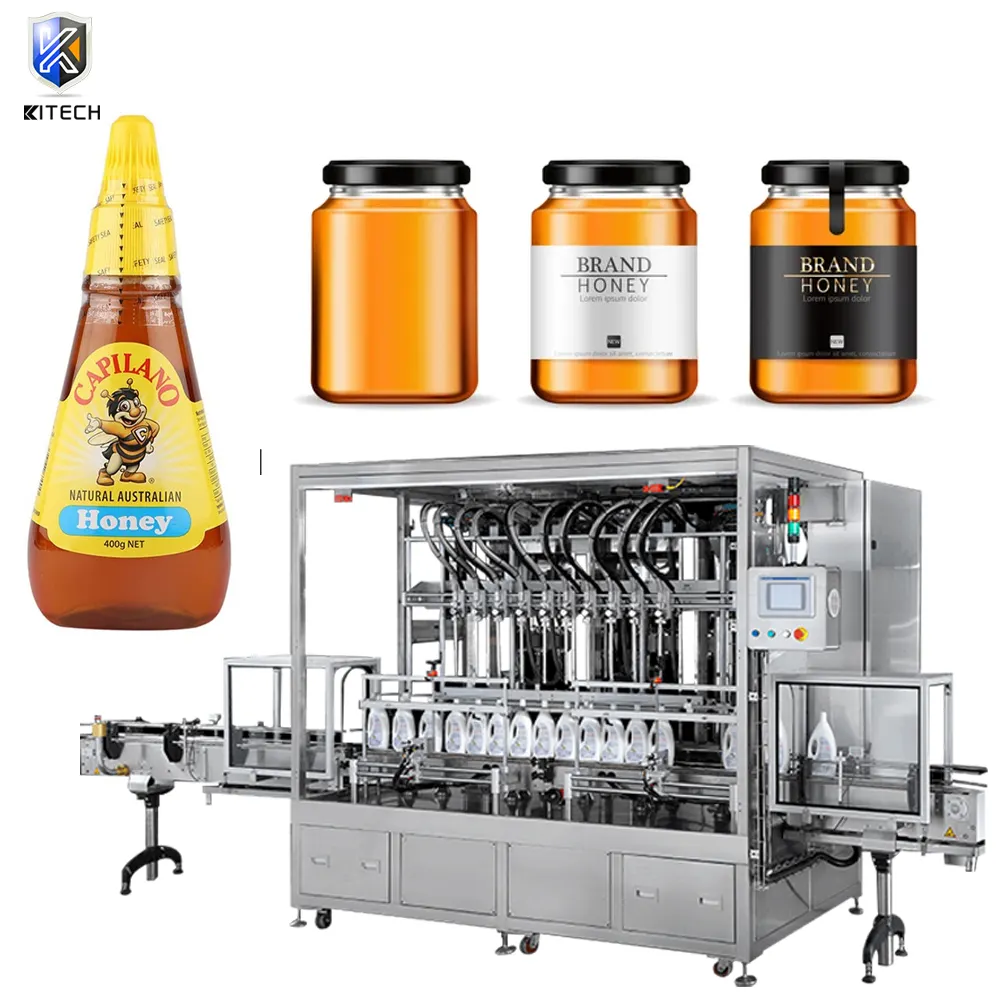 KITECH multi-function Automatic liquid plastic bottle honey filling machines Production line price