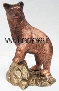 Sculpture d'ours en métal Aluminium plaqué cuivre, Sculpture pour hôtel, décoration pour Table de bureau et bureau - Product Image 4