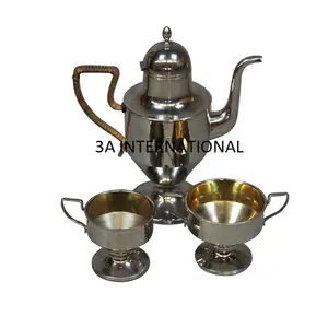 Meilleure vente de bouilloire arabe chauffe-café de finition plaqué cuivre théière en métal poli brillant avec poignée