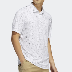 เสื้อกอล์ฟถักผ้าฝ้ายทอลายทแยงสำหรับผู้ชายเสื้อยืดระบายอากาศกันรอยยับสีพื้นแนวสปอร์ต - Product Image 3