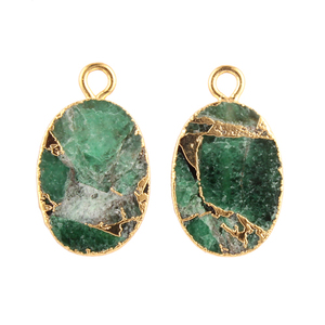 Forme ovale émeraude cuivre turquoise 10x14mm connecteur laiton 24k or plaqué connecteur bordé simple caution faisant des connecteurs - Product Image 1
