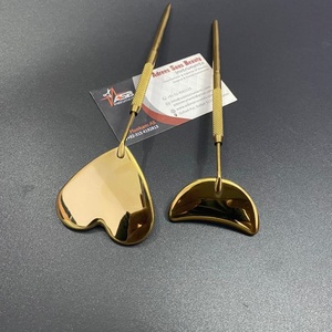 Espejos dorados para pestañas para belleza, acero sostenible, media luna y extensiones de pestañas en forma de corazón, espejo de maquillaje de pestañas postizas - Product Image 1