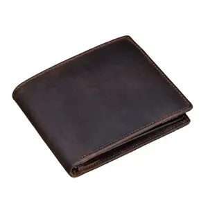 Men Wallet Phone Case Genuine Leather Soft Short Purse Crazy Horse Vintage Card Holders MBF-0857