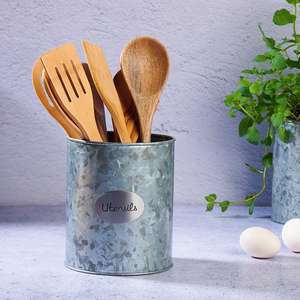 Pot d'ustensile en métal galvanisé enduit de poudre blanche pour l'usage à la maison de cuisine - Product Image 1