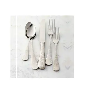 Wholesale popular standard gift stainless steel cutlery set flatware Stainless Steel Royal Hammered Handle Flatware Cutlery Set