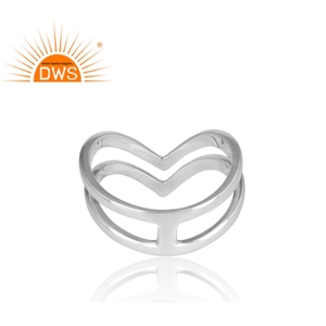 Heart Fine 925 Sterling Silver Stackable <b>Ring</b> Jewelry Double Band Statement <b>Ring</b> Custom Jewelry Wholesaler - Product Image 4