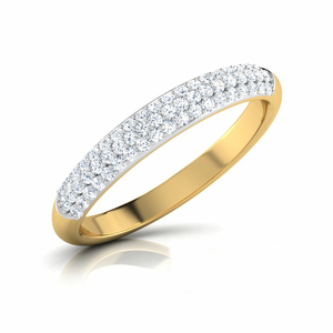Elegante Anillo de Eternidad Clásico de Diamantes de 10Kt para Hombre, con Tres Líneas y Engaste de Puntas a la Mitad, Corte Brillante Redondo - Product Image 1
