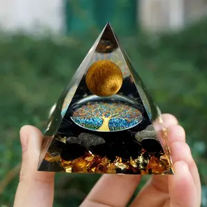 סיטונאי Orgonite שחור אובסידיאן עין נמר כדור אגת פירמידה