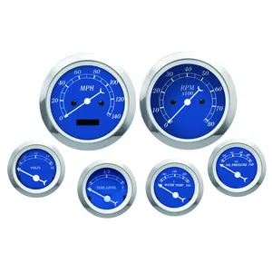 Medidor de agulha branca para rosto, 85mm 52mm, série clássica, azul, 6 metros de armazenamento, velocímetro elétrico, tacômetro, temperatura da água