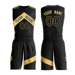 Maillot de basket-ball noir combo, ensemble personnalisé par sublimation, respirant et design court/personnalisé, logo et taille - Product Image 1