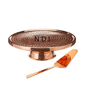 Hammered Design Wedding <b>Birthday</b> Party Celebrating <b>Table</b> Top Decor Cup Cake Server Copper Plating Single Tier Stand For Sale - Product Image 1