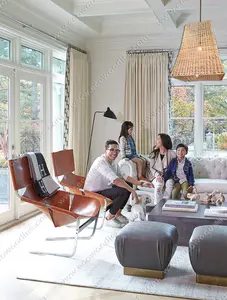 Lâmpada de teto suspensa de bambu tecido, elegante, lâmpada longa em formato de rattan, pingente de iluminação para sala de estar, sala principal