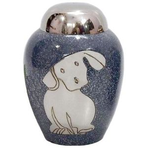 Urne de crémation en laiton bleu clair pour animaux de compagnie, pour les cendres humaines de Brassworld, fournitures funérailles indiennes - Product Image 1