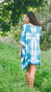 Kaftan corto de moda de verano para mujer del fabricante, nueva moda, Color teñido anudado, hasta la rodilla, patrón tejido de cintura Natural - Product Image 5