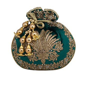 2021 elegante hermoso bolso de noche de seda con bordado Zari Resham y perlas para bodas y fiestas - Product Image 1