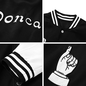 Chaqueta Letterman bordada personalizada al por mayor | Chaqueta universitaria con mangas de cuero PU de cuerpo de lana para hombres y mujeres OEM - Product Image 3