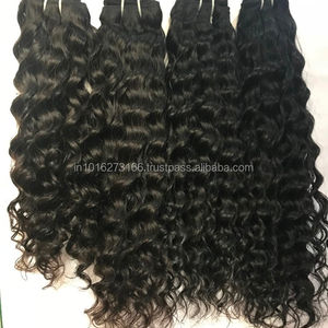Extensiones de cabello ondulado, cabello natural indio, cabello humano Remy virgen, máquina de ondas rectas sedosas, trama Doble - Product Image 3