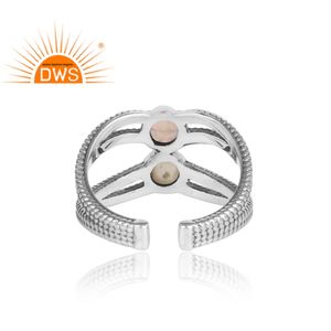 หินธรรมชาติเอธิโอเปียโอปอลและไข่มุกข้อควรระวังแยกก้านปรับแหวนผู้ค้าส่งเครื่องประดับ - Product Image 4